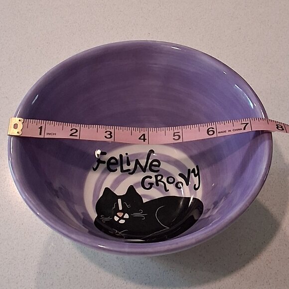 Lorrie Veasey Our Name is Mud Purple Paisley Feline Groovy Bowl - Picture 11 of 14
